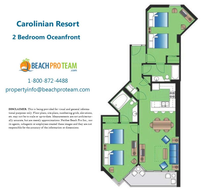 Carolinian Beach Resort Charlotte Floor Plan - 2 Bedroom Oceanfront